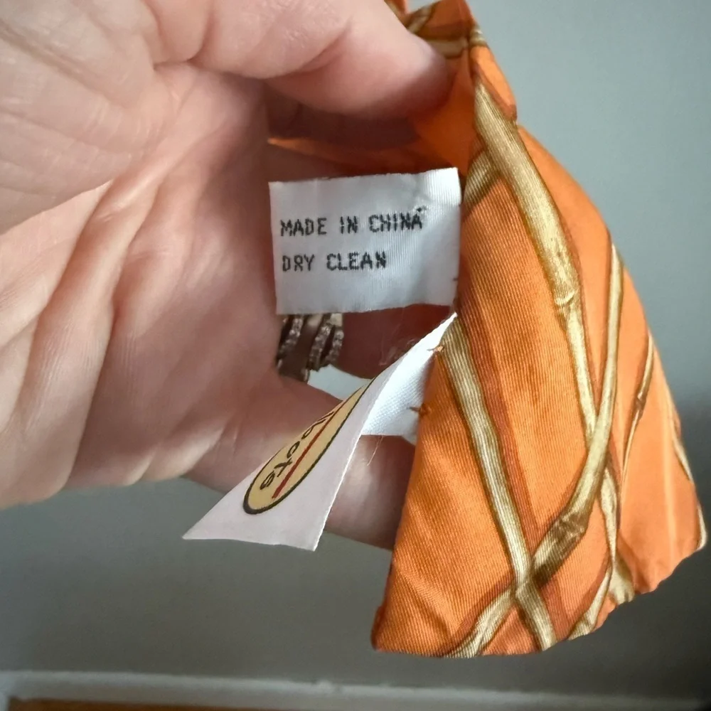 Talbots 100% Silk Orange Bamboo Lattice Scarf